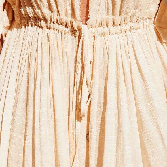 “The Leena” Ivory Boho Raw Hem Button Maxi Dress - Picture 7 of 7